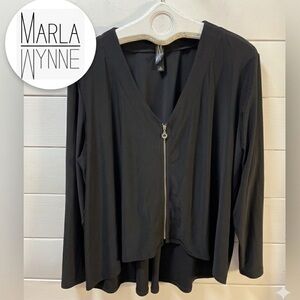 MARLA WYNNE Black Zip Cardigan – Size 1X